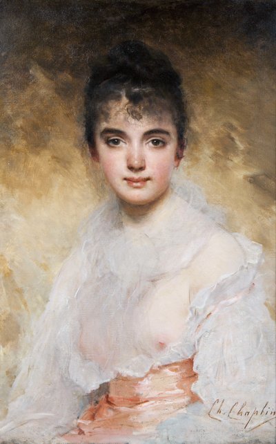 Portret van een jonge vrouw door Charles Joshua Chaplin